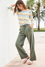 Load image into Gallery viewer, Khaki Linen Blend Wide Leg Trousers - Allsport
