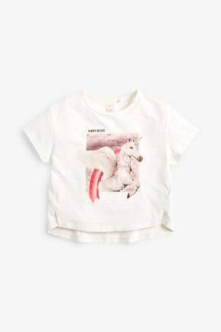 White Flippy Sequin Unicorn T-Shirt - Allsport