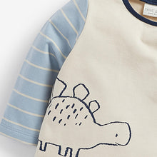 Load image into Gallery viewer, Blue 3 Pack Dino Long Sleeve T-Shirts (0mths-18mths) - Allsport

