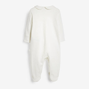 3 Pack Delicate Appliqué Baby Tan Bear Sleepsuits (0-9mths) - Allsport