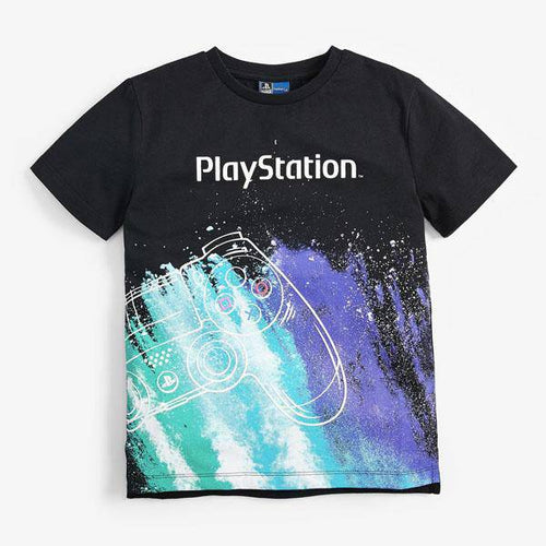 Black PlayStation™ Galactic Controller T-Shirt (3-12yrs) - Allsport