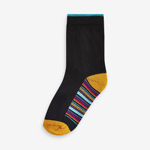 Load image into Gallery viewer, Black Bright Stripe 7 Pack Cotton Rich Cushioned Socks - Allsport
