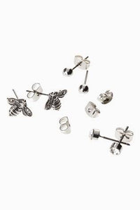 Silver Tone Bee Stud Earrings Pack - Allsport