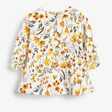 Load image into Gallery viewer, Ochre/Cream 2 Pack Smock Floral Tunic ( First Size -18 mths) - Allsport
