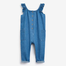 Load image into Gallery viewer, Denim Mid Blue Playsuit With Printed Headband (3mths-6yrs) - Allsport
