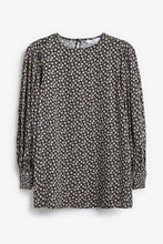 Load image into Gallery viewer, Navy Ditsy Print Puff Long Sleeve Top - Allsport
