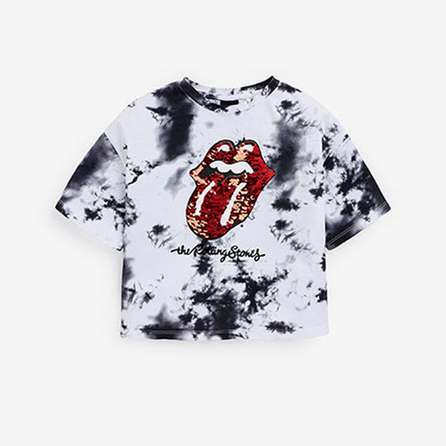 Monochrome License Tie Dye Sequin Rolling Stones T-Shirt (3-12yrs) - Allsport