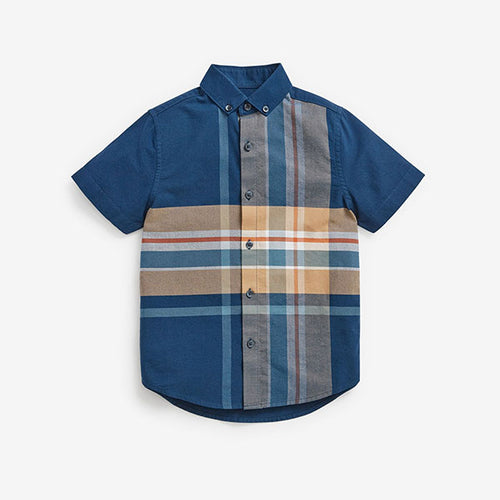 Blue Short Sleeve Check Shirt (3-12yrs) - Allsport