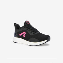 Load image into Gallery viewer, Black/Pink Lace-Up Mesh Trainers (Older Girls) - Allsport
