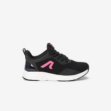Load image into Gallery viewer, Black/Pink Lace-Up Mesh Trainers (Older Girls) - Allsport
