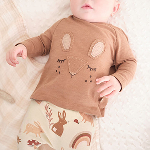 Brown / Creamy Bunny Baby T-Shirt, Leggings And Headband Set (0mths-18mths) - Allsport