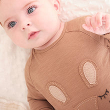 Load image into Gallery viewer, Brown / Creamy Bunny Baby T-Shirt, Leggings And Headband Set (0mths-18mths) - Allsport
