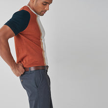 Load image into Gallery viewer, Blue Straight Fit Belted Geo Print Chino Trousers - Allsport
