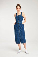 Load image into Gallery viewer, Dark Blue Fitted Belted Denim Dress - Allsport
