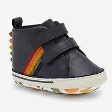 Load image into Gallery viewer, Navy Rainbow Pram Two Strap Baby Boots (0-18mths)
