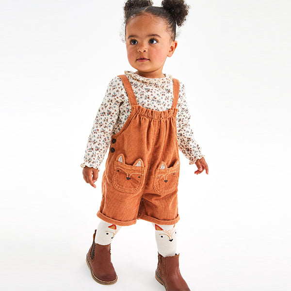 Orange 3 Piece Character Dungarees With Top And Tights Set (3mths-6yrs)