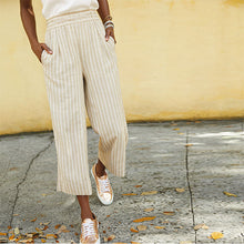 Load image into Gallery viewer, Neutral Stripe Linen Blend Slouch Culottes - Allsport
