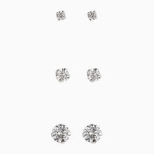 Load image into Gallery viewer, Sterling Silver Crystal Studs Three Pack - Allsport
