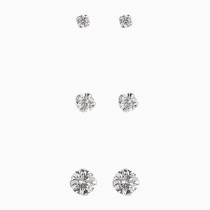 Sterling Silver Crystal Studs Three Pack - Allsport
