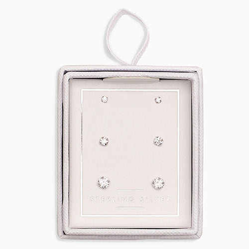 Sterling Silver Crystal Studs Three Pack - Allsport