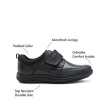 Load image into Gallery viewer, Black School Leather Single Strap Shoes (Older Boys) - Allsport

