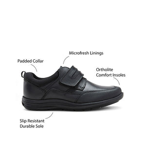 Black School Leather Single Strap Shoes (Older Boys) - Allsport