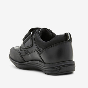 Black School Leather Single Strap Shoes (Older Boys) - Allsport
