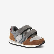 Load image into Gallery viewer, Grey Mix Double Strap Trainers (younger boys) - Allsport
