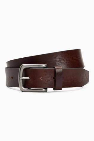 Brown Creased Effect Leather Belt - Allsport