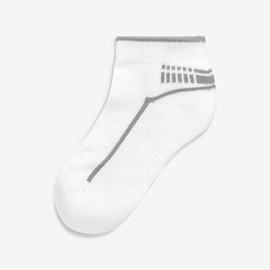White 5 Pack Cushioned Footbed Sports Trainer Socks (Kids)