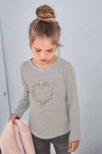 SEQUIN STRIPE HEART LONG SLV TOP (3-12YRS) - Allsport