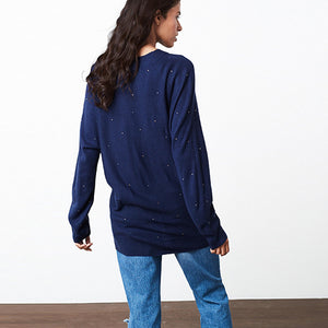 Navy Blue Cosy Longline Jumper - Allsport