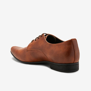 Tan Brown Perforated Derby Shoes - Allsport