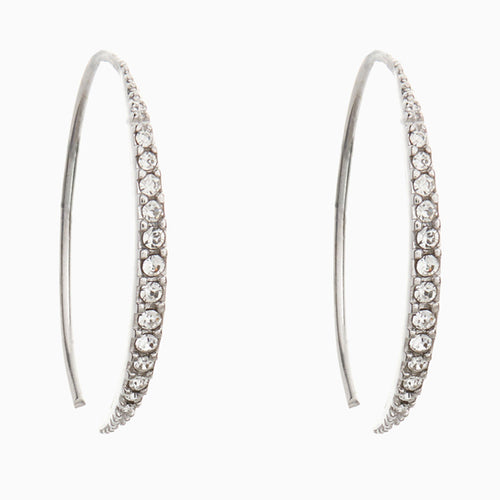Sterling Silver Pave Pull Through Earrings - Allsport