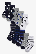 Load image into Gallery viewer, Blue 10 Pack Cotton Rich Star/Stripe Socks - Allsport
