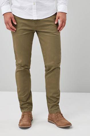 521844 SL OLIVE STRCH CHINO 32 R WASHED COTTON - Allsport