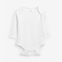 Load image into Gallery viewer, White 5 Pack Essential Baby Long Sleeve Bodysuits (0mth-3yrs)

