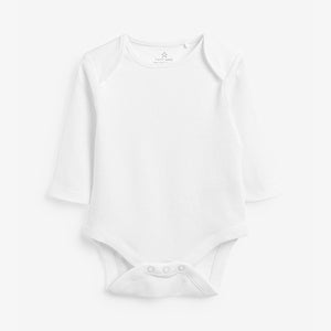 White 5 Pack Essential Baby Long Sleeve Bodysuits (0mth-3yrs)