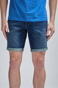Mid Blue Stright Fit Denim Shorts - Allsport