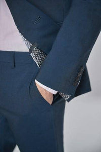 Bright Blue Slim Fit Wool Blend Stretch Suit: Jacket - Allsport