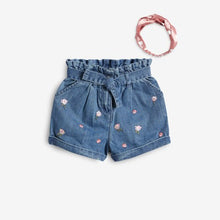Load image into Gallery viewer, Mid Blue Sequin Embellished Shorts With Headband (3-12yrs) - Allsport
