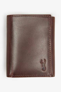 BROWN LEATHER TRIFOLD WALLET - Allsport