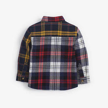 Load image into Gallery viewer, Navy/Red Long Sleeve Splice Check Shirt (3mths-5yrs) - Allsport
