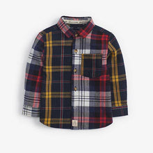 Load image into Gallery viewer, Navy/Red Long Sleeve Splice Check Shirt (3mths-5yrs) - Allsport
