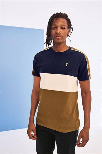 Tan Navy Block T-Shirt - Allsport