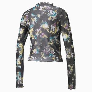 Crystal Galaxy Printed Long Sleeve Fitted Women's Tee
