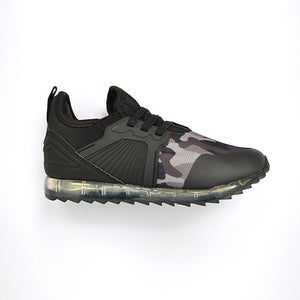 Black/Grey Mono Camo Light Trainers Shoes (Younger Boys)