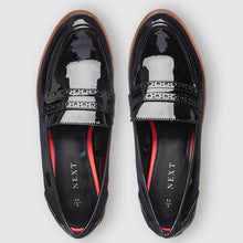 Load image into Gallery viewer, Black Patent Forever Comfort™ Brogue Detail Chunky Sole Loafers - Allsport
