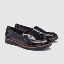 Load image into Gallery viewer, Black Patent Forever Comfort™ Brogue Detail Chunky Sole Loafers - Allsport
