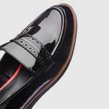 Load image into Gallery viewer, Black Patent Forever Comfort™ Brogue Detail Chunky Sole Loafers - Allsport
